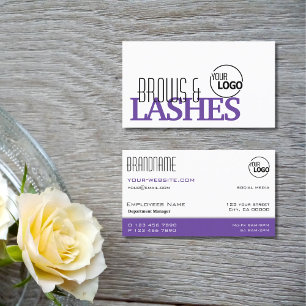 Stylish White and Purple Simple Logo Professional Business Card