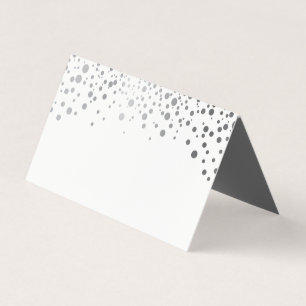 Stylish White and Silver Confetti   Place Cards
