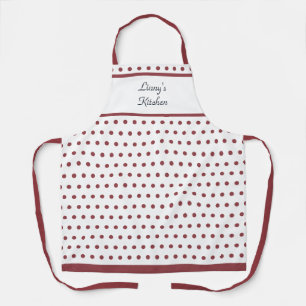 Stylish White and Terra Rosa Polka Dot Apron