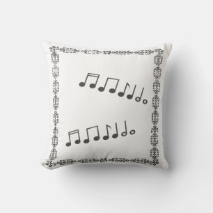 Stylish White Black Musical Notes Frame Cushion
