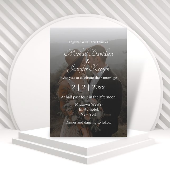 stylish white calligraphy faded  photo wedding  invitation (Creator Uploaded)