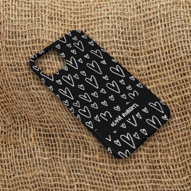 Stylish White Chalk Hearts Pattern Personalised Case-Mate iPhone Case (Creator Uploaded)