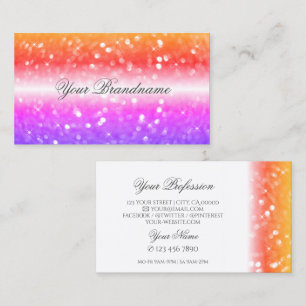Stylish White Colourful Sparkling Glitter Modern Business Card