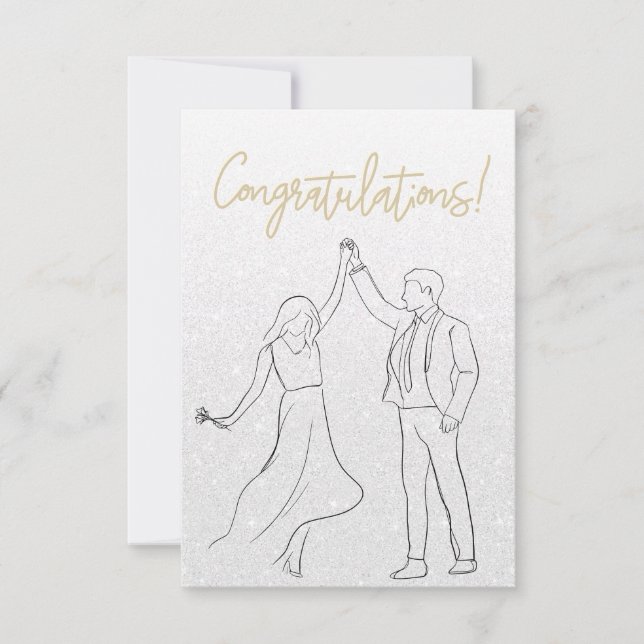 Stylish White Congratulations Wedding Card (Front)