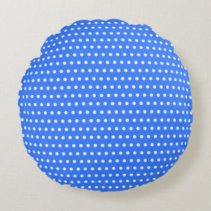 Stylish White Dots Pattern Lovely Sky Blue Round Cushion
