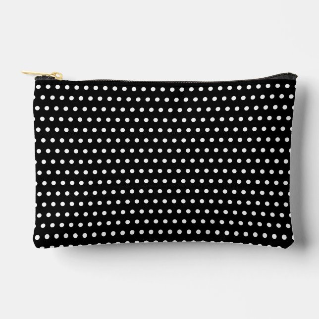 Stylish White Dots Pattern On Black Accessory Pouch (Front)