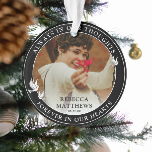 Stylish White Doves Photo Memorial  Ornament