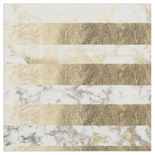 Stylish white faux gold marble stripes pattern fabric
