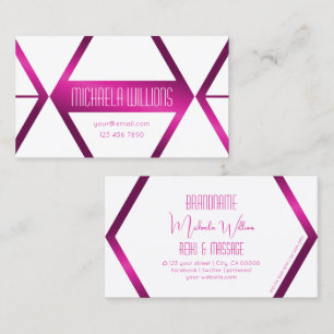 Stylish White Geometric with Shimmery Pink Elegant Business Card