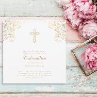 Stylish White Gold Cross Bible Verse  Confirmation