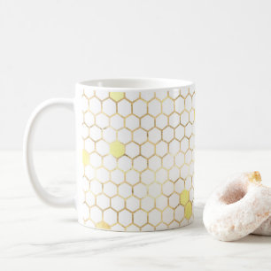 Stylish White Gold Honeycomb Coffee Mug