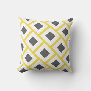 Stylish White Grey Blocks Geometry Cushion