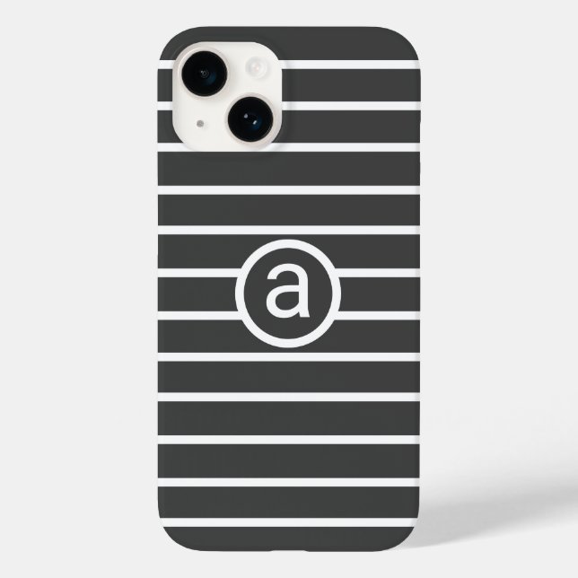 Stylish White grey pattern Monochromatic Name Case-Mate iPhone Case (Back)