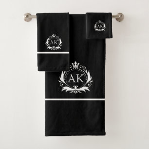 Stylish White Luxury Frame and Crown Bath Towel Set