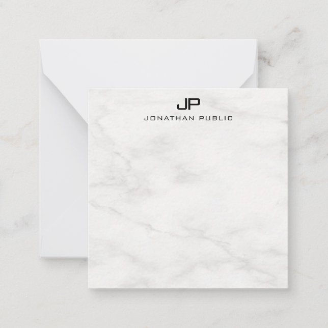 Stylish White Marble Monogram Template Square (Front)