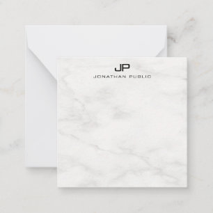 Stylish White Marble Monogram Template Square