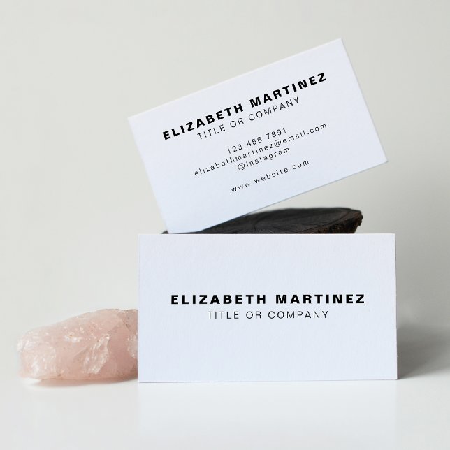 Stylish White Modern Front and Back Personalised Business Card (Creator Uploaded)