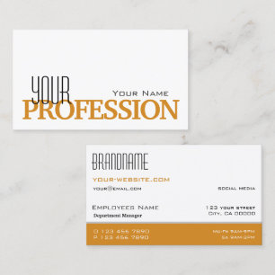 Stylish White Orange Simple and Professional Business Card