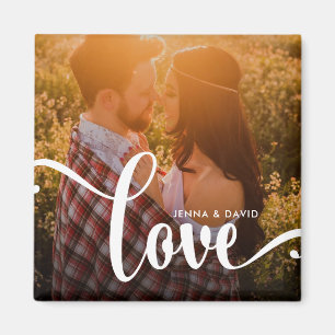 Stylish White Overlay Love with Photo Magnet