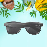 Stylish White Personalized Name Custom Sunglasses<br><div class="desc">This simple design features a personalized name in stylish elegant white text. Edit the text in the text box to personalize. #personalized #personalised #personalisedname #personalizedname #addyourname #custom #diy #doityourself #personalisedgifts #personalizedgifts #secretsanta #stockingstuffers #wedding #engagement #vacation #christmas #thanksgiving #holidays #seasonal #festive #ValentinesDay #fashion #design #style #trendy #modern #sunglasses #eyewear #accessories #wayfarer...</div>