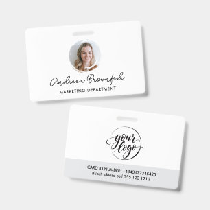 Stylish White Photo Logo Professional Staff ID Badge