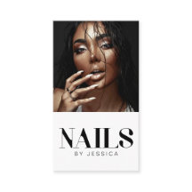 Stylish White Photo QR Code Logo Nail Salon
