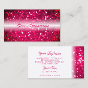 Stylish White Pink Sparkling Glitter Stars Chic Business Card
