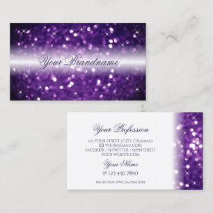 Stylish White Purple Sparkling Glitter Glamourous Business Card