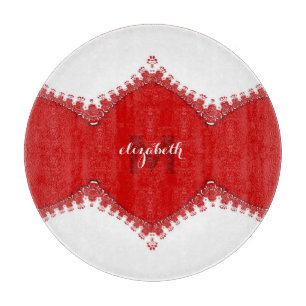 Stylish White Red Lace Personalise It Home decor Cutting Board