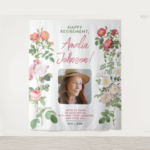 Stylish White Red Retire Sympathy Floral Photo Tapestry