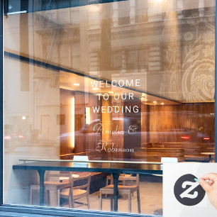 Stylish  White Script Custom Wedding Welcome Window Cling