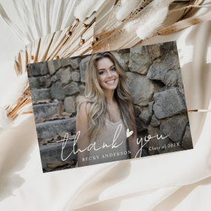 stylish white script graduation thank you card