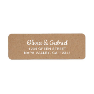 Stylish white Script Kraft Wedding Return Address