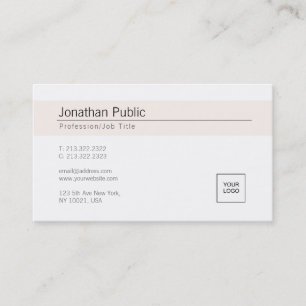 Stylish White Simple Plain Trendy Add Your Logo Business Card