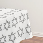 Stylish White | STAR OF DAVID Tablecloth<br><div class="desc">Stylish STAR OF DAVID Tablecloth, showing with faux silver grey Star of David in a tiled pattern. This is a minimalist, simple elegant design, suitable for Jewish holidays and celebrations, such as Chanukah, Passover, Rosh Hashanah, Bar/Bat Mitzvahs, etc. The background is white. Available in other colours, or you can change...</div>