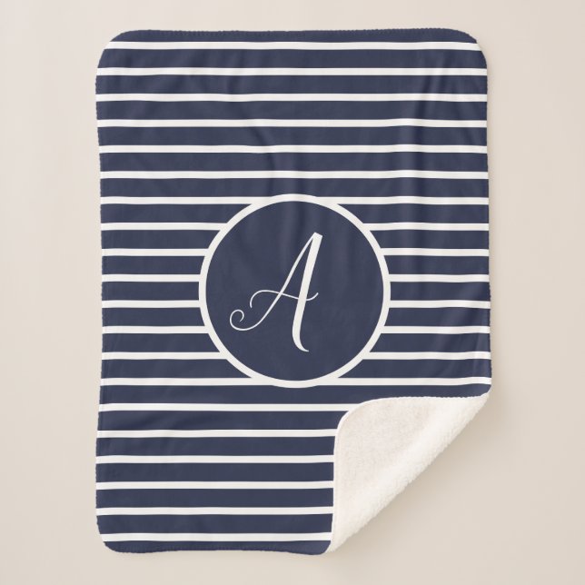 Stylish White Stripes A Monogram Throw Blanket (Front)
