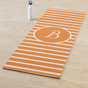 Stylish White Stripes Monogram Letter B Yoga Mat