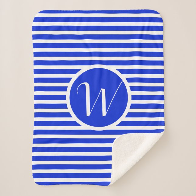 Stylish White Stripes W Monogram Throw Blanket (Front)