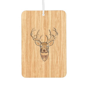 Stylish White Tail Deer Head Light Wood Grain Car Air Freshener