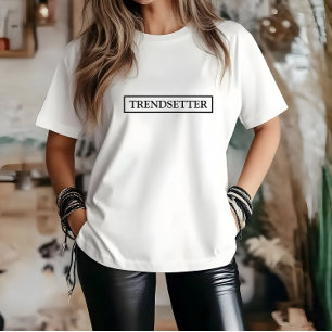 Stylish White Trendsetter Slogan  T-Shirt