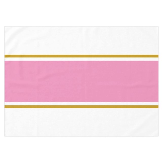 Stylish Wide Pink Brown Racing Stripes On White Tablecloth (Front (Horizontal))