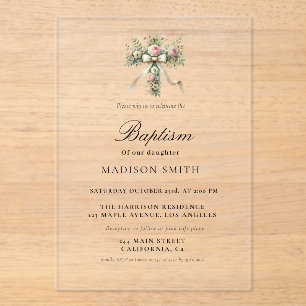 Stylish Wildflower Garden  Baptim Acrylic Invitations
