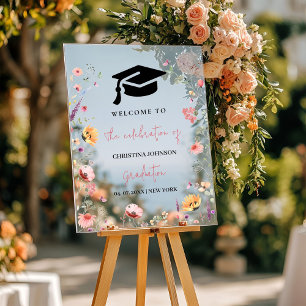 Stylish Wildflower Garden Graduation Welcome Sign 