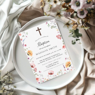Stylish Wildflower Meadow Garden Baptism  Invitation
