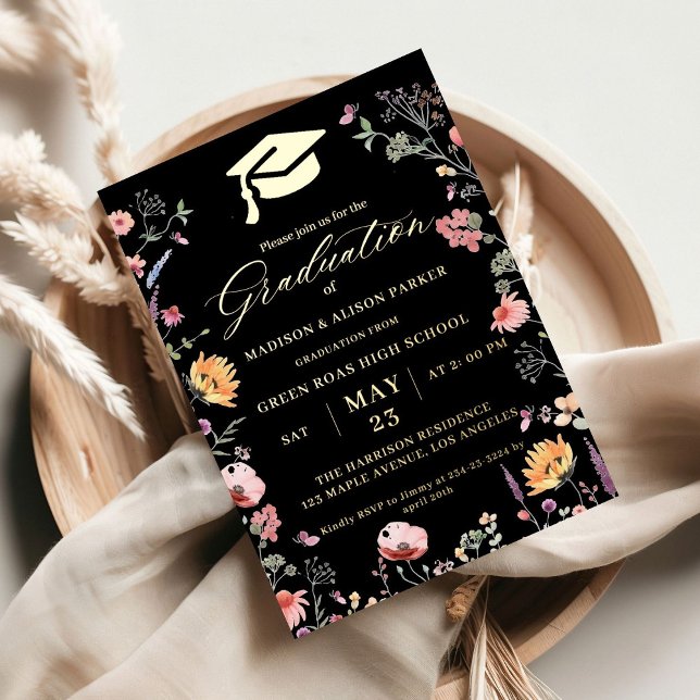 Stylish Wildflower Meadow Garden Twin Graduation (Creator Uploaded)