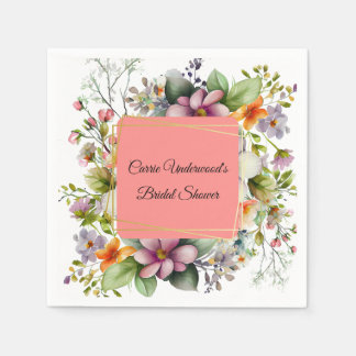 Stylish Wildflowers Bridal Shower Napkin