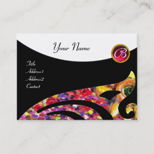 STYLISH WING 2 MONOGRAM ,RED RUBY,fuchsia Business Card