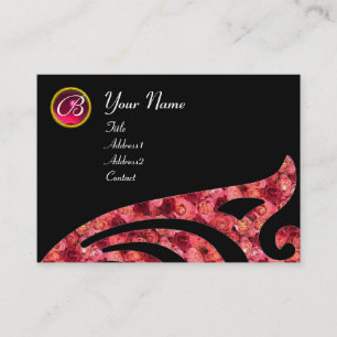STYLISH WING 2 MONOGRAM ,RED RUBY,fuchsia pink, Business Card