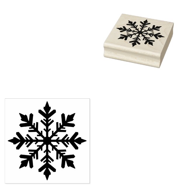 Stylish Winter Snowflake Silhouette Shape Rubber Stamp (Stamped)