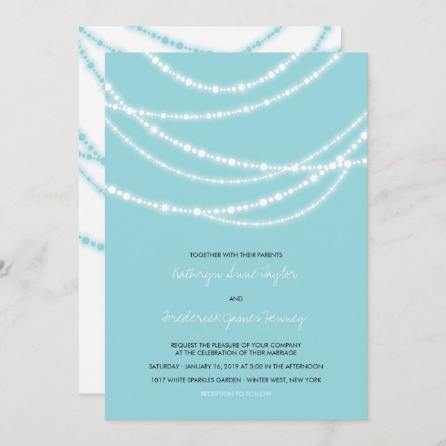 Stylish Winter Sparkles Glow Wedding 2in1 Invite (Front/Back)